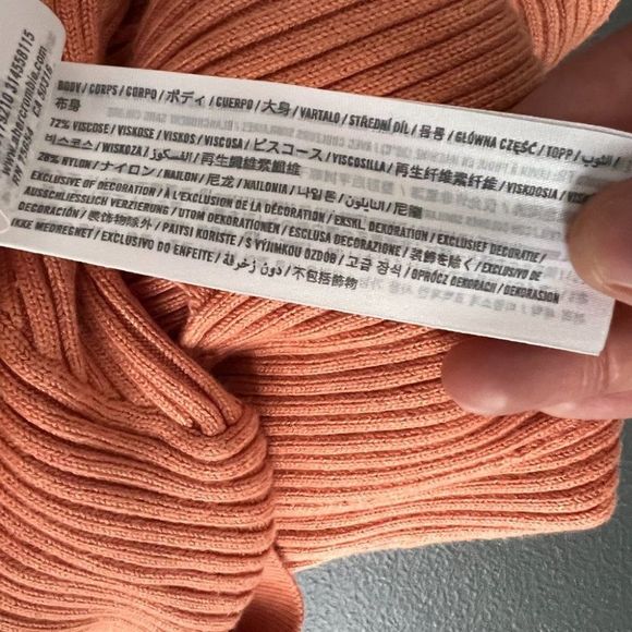 NWT ABERCROMBIE & FITCH V Orange Neck Ribbed Mini Dress (S) - Picture 7 of 8